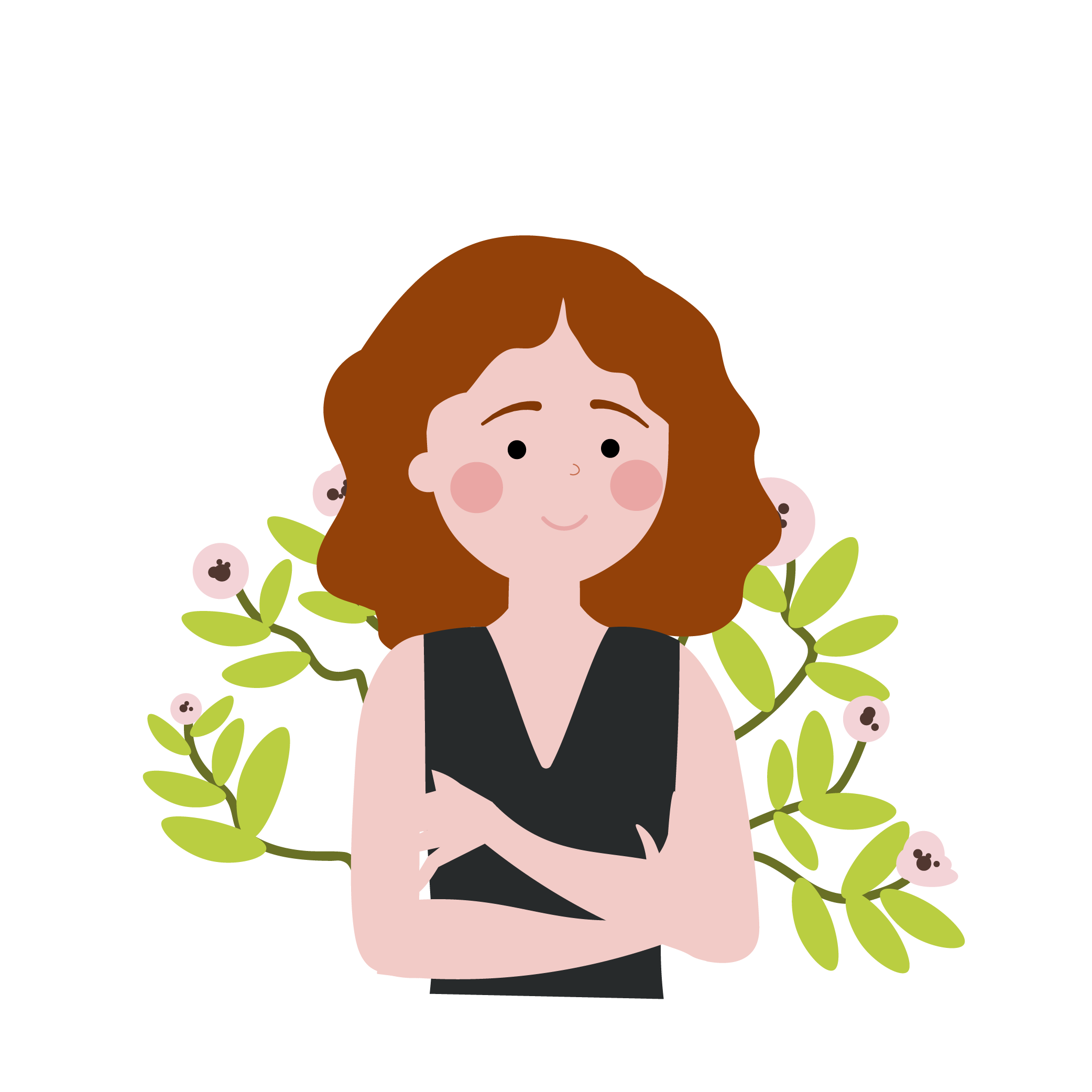 Figure in front of flower