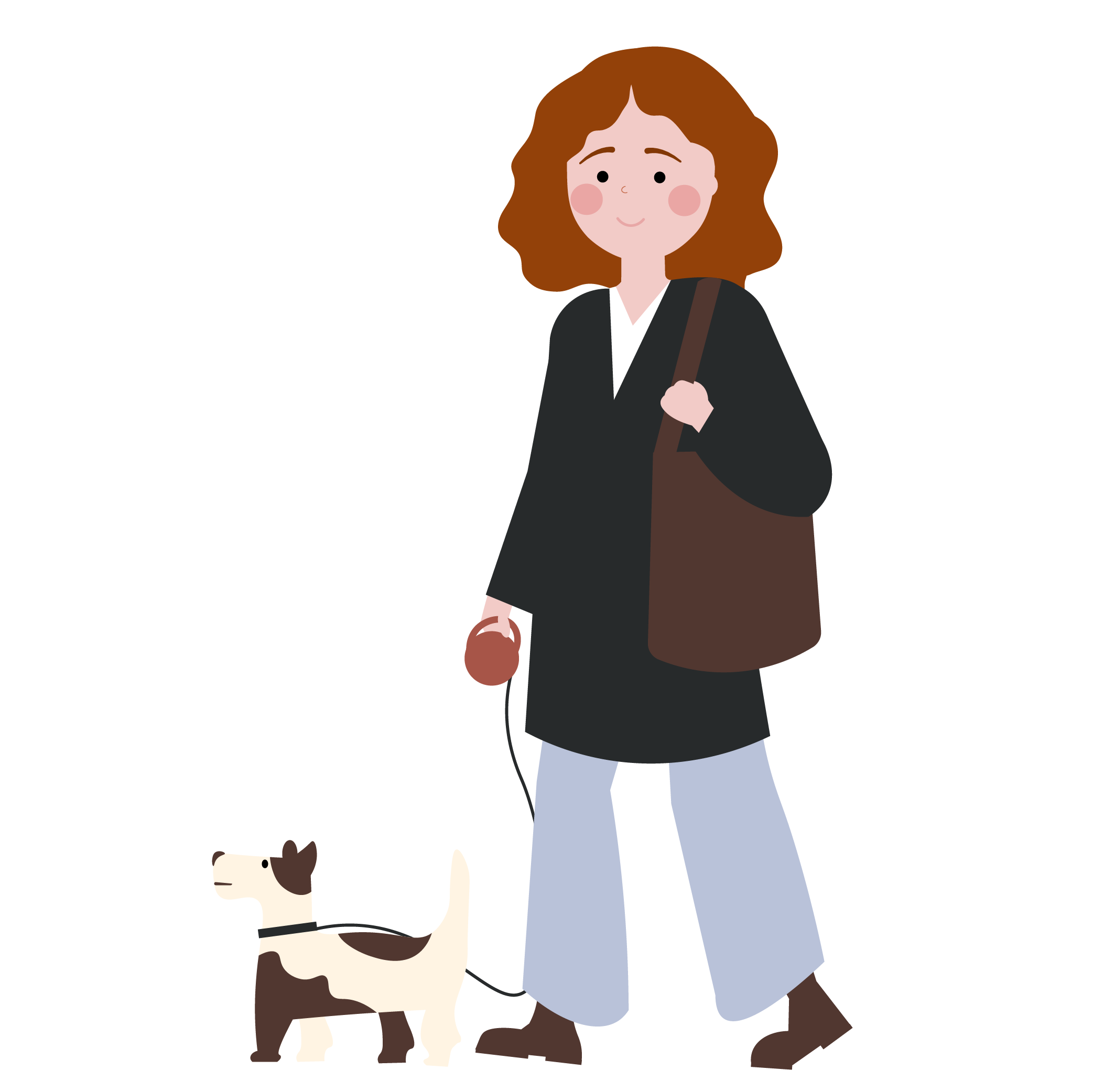 Figure taking dog for a walk